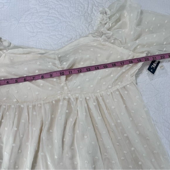 ModCloth Dress Women XL Babydoll Polka Dot Ivory White Ruffled Long Sleeve B2 - Picture 8 of 9